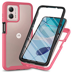 Silikon Schutzhülle Rahmen Tasche Hülle Durchsichtig Transparent 360 Grad Ganzkörper ZJ3 für Motorola Moto G53y 5G Pink