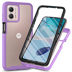 Silikon Schutzhülle Rahmen Tasche Hülle Durchsichtig Transparent 360 Grad Ganzkörper ZJ3 für Motorola Moto G53y 5G Violett