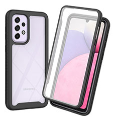 Silikon Schutzhülle Rahmen Tasche Hülle Durchsichtig Transparent 360 Grad Ganzkörper ZJ3 für Samsung Galaxy A53 5G Schwarz