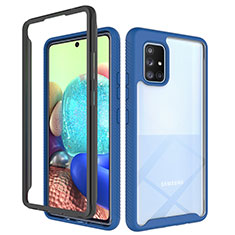 Silikon Schutzhülle Rahmen Tasche Hülle Durchsichtig Transparent 360 Grad Ganzkörper ZJ3 für Samsung Galaxy A71 4G A715 Blau