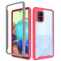 Silikon Schutzhülle Rahmen Tasche Hülle Durchsichtig Transparent 360 Grad Ganzkörper ZJ3 für Samsung Galaxy A71 4G A715 Pink