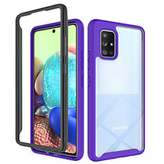 Silikon Schutzhülle Rahmen Tasche Hülle Durchsichtig Transparent 360 Grad Ganzkörper ZJ3 für Samsung Galaxy A71 5G Helles Lila