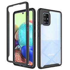 Silikon Schutzhülle Rahmen Tasche Hülle Durchsichtig Transparent 360 Grad Ganzkörper ZJ3 für Samsung Galaxy A71 5G Schwarz