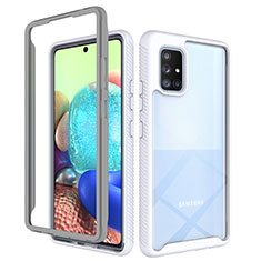 Silikon Schutzhülle Rahmen Tasche Hülle Durchsichtig Transparent 360 Grad Ganzkörper ZJ3 für Samsung Galaxy A71 5G Weiß