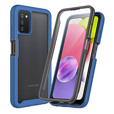 Silikon Schutzhülle Rahmen Tasche Hülle Durchsichtig Transparent 360 Grad Ganzkörper ZJ3 für Samsung Galaxy F02S SM-E025F Blau