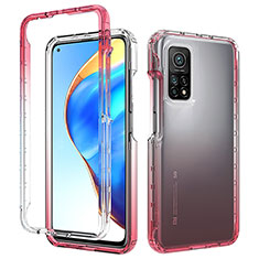 Silikon Schutzhülle Rahmen Tasche Hülle Durchsichtig Transparent 360 Grad Ganzkörper ZJ3 für Xiaomi Mi 10T Pro 5G Rot