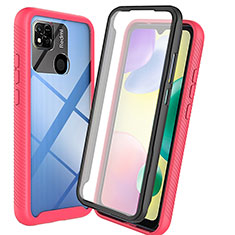 Silikon Schutzhülle Rahmen Tasche Hülle Durchsichtig Transparent 360 Grad Ganzkörper ZJ3 für Xiaomi Redmi 9 Activ Pink