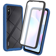 Silikon Schutzhülle Rahmen Tasche Hülle Durchsichtig Transparent 360 Grad Ganzkörper ZJ3 für Xiaomi Redmi 9AT Blau