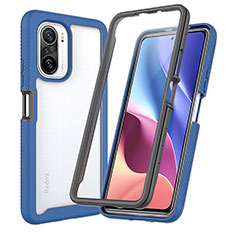 Silikon Schutzhülle Rahmen Tasche Hülle Durchsichtig Transparent 360 Grad Ganzkörper ZJ3 für Xiaomi Redmi K40 Pro+ Plus 5G Blau