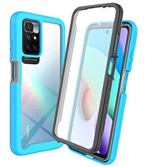 Silikon Schutzhülle Rahmen Tasche Hülle Durchsichtig Transparent 360 Grad Ganzkörper ZJ3 für Xiaomi Redmi Note 11 4G (2021) Hellblau