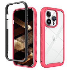 Silikon Schutzhülle Rahmen Tasche Hülle Durchsichtig Transparent 360 Grad Ganzkörper ZJ4 für Apple iPhone 13 Pro Max Pink