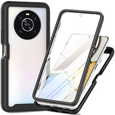 Silikon Schutzhülle Rahmen Tasche Hülle Durchsichtig Transparent 360 Grad Ganzkörper ZJ4 für Huawei Honor Magic4 Lite 4G Schwarz