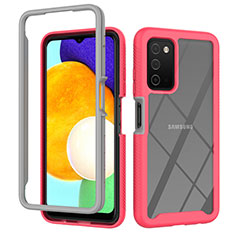 Silikon Schutzhülle Rahmen Tasche Hülle Durchsichtig Transparent 360 Grad Ganzkörper ZJ4 für Samsung Galaxy M02s Pink