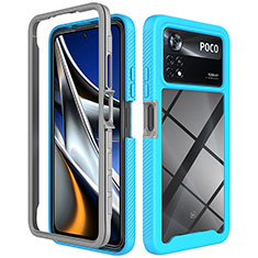 Silikon Schutzhülle Rahmen Tasche Hülle Durchsichtig Transparent 360 Grad Ganzkörper ZJ4 für Xiaomi Poco X4 Pro 5G Hellblau