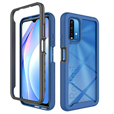 Silikon Schutzhülle Rahmen Tasche Hülle Durchsichtig Transparent 360 Grad Ganzkörper ZJ4 für Xiaomi Redmi 9 Power Blau