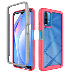 Silikon Schutzhülle Rahmen Tasche Hülle Durchsichtig Transparent 360 Grad Ganzkörper ZJ4 für Xiaomi Redmi 9 Power Pink