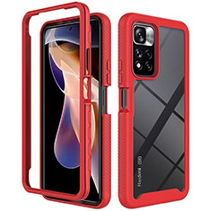 Silikon Schutzhülle Rahmen Tasche Hülle Durchsichtig Transparent 360 Grad Ganzkörper ZJ4 für Xiaomi Redmi Note 11 Pro+ Plus 5G Rot