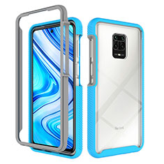 Silikon Schutzhülle Rahmen Tasche Hülle Durchsichtig Transparent 360 Grad Ganzkörper ZJ4 für Xiaomi Redmi Note 9 Pro Hellblau