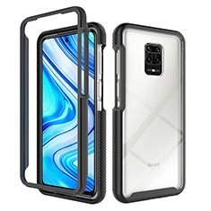 Silikon Schutzhülle Rahmen Tasche Hülle Durchsichtig Transparent 360 Grad Ganzkörper ZJ4 für Xiaomi Redmi Note 9 Pro Schwarz