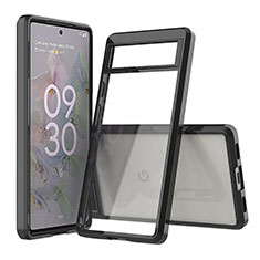 Silikon Schutzhülle Rahmen Tasche Hülle Durchsichtig Transparent 360 Grad Ganzkörper ZJ5 für Google Pixel 6a 5G Schwarz