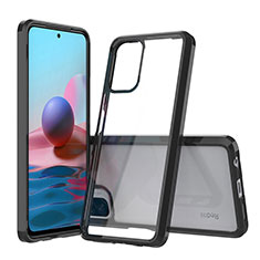 Silikon Schutzhülle Rahmen Tasche Hülle Durchsichtig Transparent 360 Grad Ganzkörper ZJ5 für Xiaomi Redmi Note 10 4G Schwarz