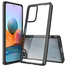 Silikon Schutzhülle Rahmen Tasche Hülle Durchsichtig Transparent 360 Grad Ganzkörper ZJ5 für Xiaomi Redmi Note 10 Pro 4G Schwarz