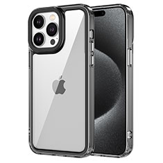 Silikon Schutzhülle Rahmen Tasche Hülle Durchsichtig Transparent AC1 für Apple iPhone 15 Pro Max Schwarz