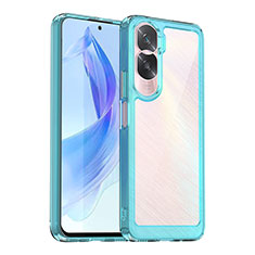 Silikon Schutzhülle Rahmen Tasche Hülle Durchsichtig Transparent J01S für Huawei Honor 90 Lite 5G Cyan