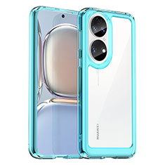 Silikon Schutzhülle Rahmen Tasche Hülle Durchsichtig Transparent J01S für Huawei P50 Pro Blau