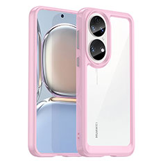 Silikon Schutzhülle Rahmen Tasche Hülle Durchsichtig Transparent J01S für Huawei P50e Rosa