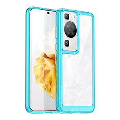 Silikon Schutzhülle Rahmen Tasche Hülle Durchsichtig Transparent J01S für Huawei P60 Blau