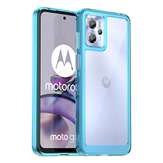 Silikon Schutzhülle Rahmen Tasche Hülle Durchsichtig Transparent J01S für Motorola Moto G23 Blau