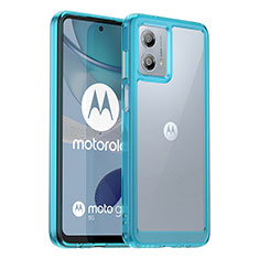 Silikon Schutzhülle Rahmen Tasche Hülle Durchsichtig Transparent J01S für Motorola Moto G53j 5G Blau