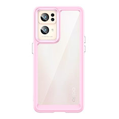 Silikon Schutzhülle Rahmen Tasche Hülle Durchsichtig Transparent J01S für Oppo Reno7 Pro 5G Rosa