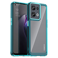 Silikon Schutzhülle Rahmen Tasche Hülle Durchsichtig Transparent J01S für Oppo Reno9 Pro 5G Cyan