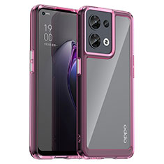 Silikon Schutzhülle Rahmen Tasche Hülle Durchsichtig Transparent J01S für Oppo Reno9 Pro 5G Helles Lila