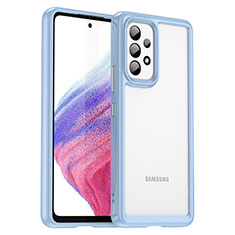 Silikon Schutzhülle Rahmen Tasche Hülle Durchsichtig Transparent J01S für Samsung Galaxy A53 5G Blau