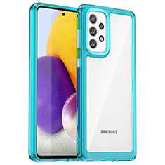 Silikon Schutzhülle Rahmen Tasche Hülle Durchsichtig Transparent J01S für Samsung Galaxy A73 5G Cyan