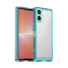 Silikon Schutzhülle Rahmen Tasche Hülle Durchsichtig Transparent J01S für Sony Xperia 5 V Cyan