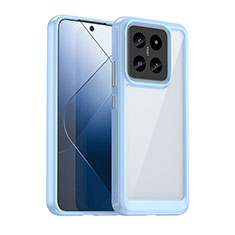 Silikon Schutzhülle Rahmen Tasche Hülle Durchsichtig Transparent J01S für Xiaomi Mi 14 5G Blau