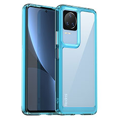 Silikon Schutzhülle Rahmen Tasche Hülle Durchsichtig Transparent J01S für Xiaomi Poco F4 5G Hellblau