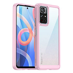 Silikon Schutzhülle Rahmen Tasche Hülle Durchsichtig Transparent J01S für Xiaomi Poco M4 Pro 5G Rosa