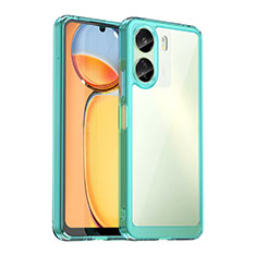 Silikon Schutzhülle Rahmen Tasche Hülle Durchsichtig Transparent J01S für Xiaomi Redmi 13C Cyan