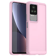 Silikon Schutzhülle Rahmen Tasche Hülle Durchsichtig Transparent J01S für Xiaomi Redmi K60E 5G Rosa