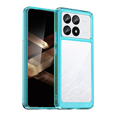 Silikon Schutzhülle Rahmen Tasche Hülle Durchsichtig Transparent J01S für Xiaomi Redmi K70 Pro 5G Cyan