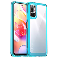 Silikon Schutzhülle Rahmen Tasche Hülle Durchsichtig Transparent J01S für Xiaomi Redmi Note 10 5G Cyan