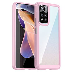 Silikon Schutzhülle Rahmen Tasche Hülle Durchsichtig Transparent J01S für Xiaomi Redmi Note 11 Pro+ Plus 5G Rosa