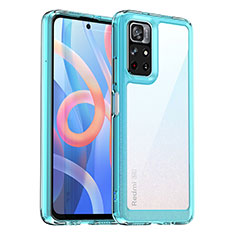 Silikon Schutzhülle Rahmen Tasche Hülle Durchsichtig Transparent J01S für Xiaomi Redmi Note 11S 5G Hellblau