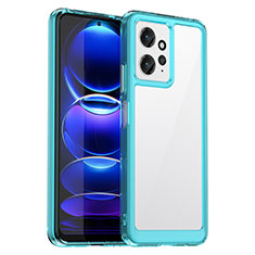 Silikon Schutzhülle Rahmen Tasche Hülle Durchsichtig Transparent J01S für Xiaomi Redmi Note 12 4G Cyan