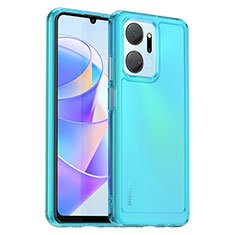 Silikon Schutzhülle Rahmen Tasche Hülle Durchsichtig Transparent J02S für Huawei Honor X7a Blau